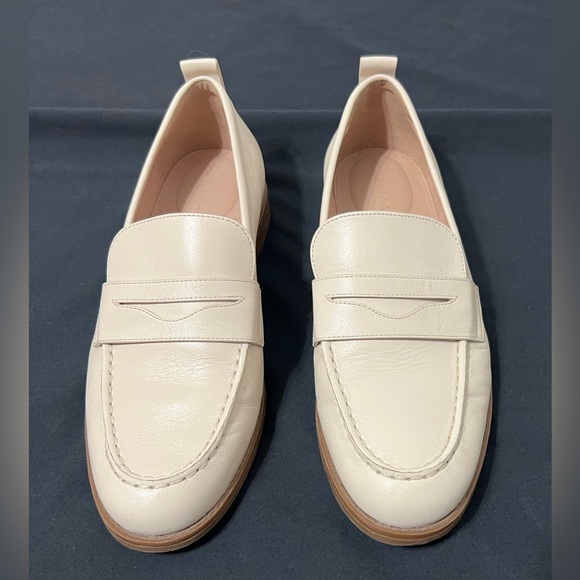 Cole Haan Grand 360 Cream Preppy Quiet Luxury Penny Loafers Ivory Slip-On Flats - Picture 4 of 9
